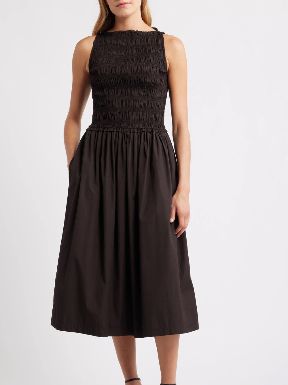 Madewell Melody Sleeveless Smocked Midi Dress in Brown - never worn; without tag